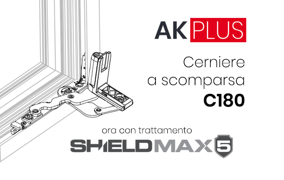 Cerniere AK PLUS C180 con resistenza alla corrosione di grado 5 (EN 1670)